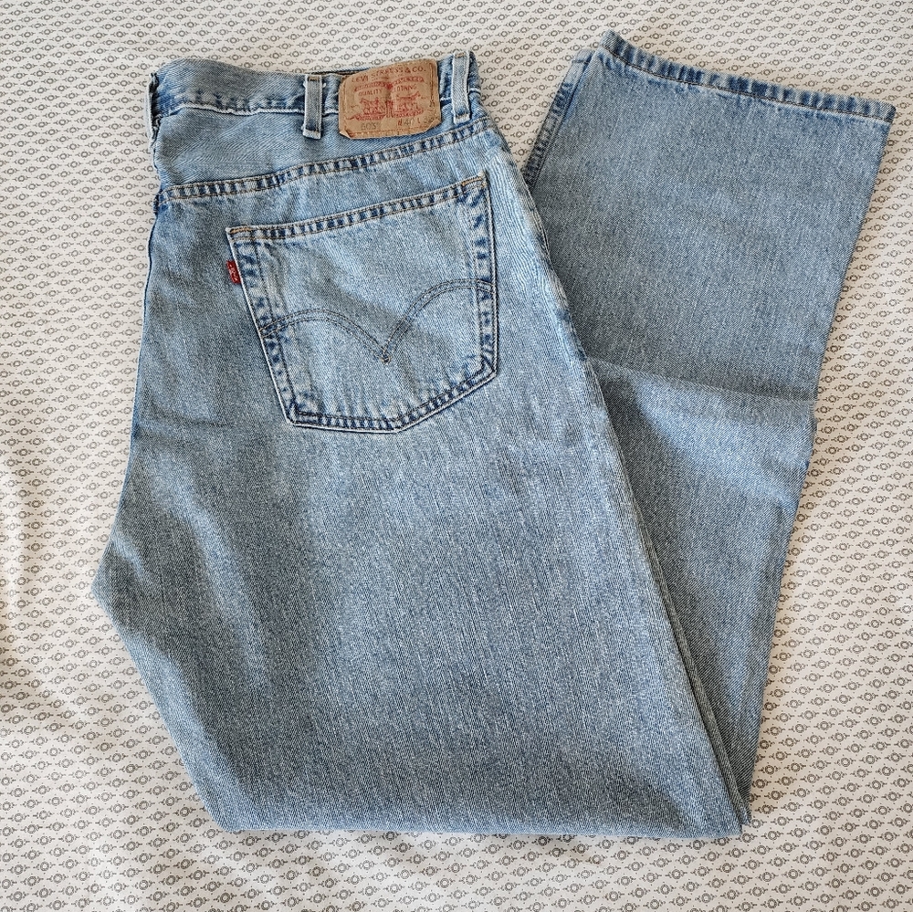 Vintage Levi's Men's 505 Regular Fit Denim Jeans, Light Blue, 40x32, 100% Cotton